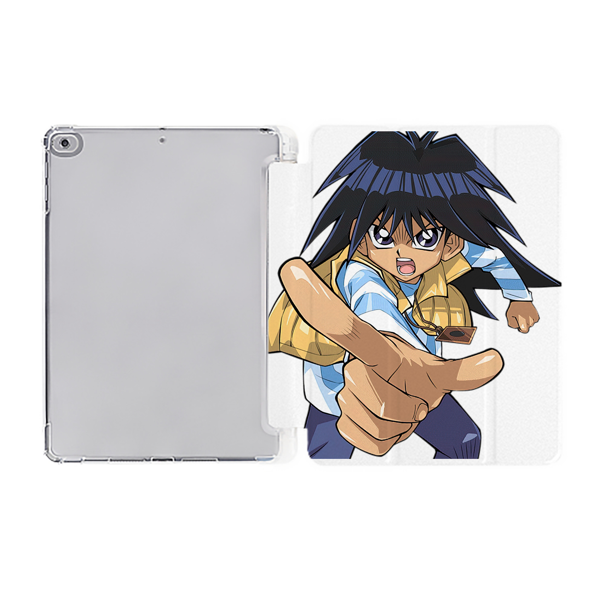 （画像用） 遊☆戯☆王 Yu-Gi-Oh! IPad ケース ペン収納付き 三つ折りスタンド PUレザー×シリコン 対応機種9.5/10.5/10.9インチ
